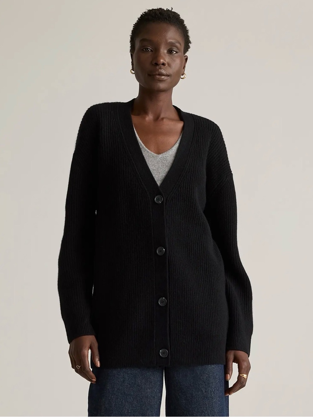 Quince Mongolian Cashmere Oversized Boyfriend Cardigan Sweater, size small